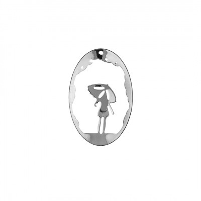 PIERCED OVAL WITH CHILD AND UMBRELLA 29X45MM