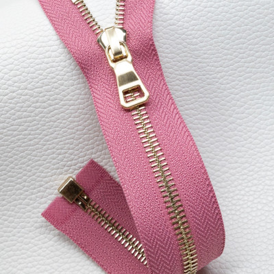 3 Metal light gold zipper with hemming tape